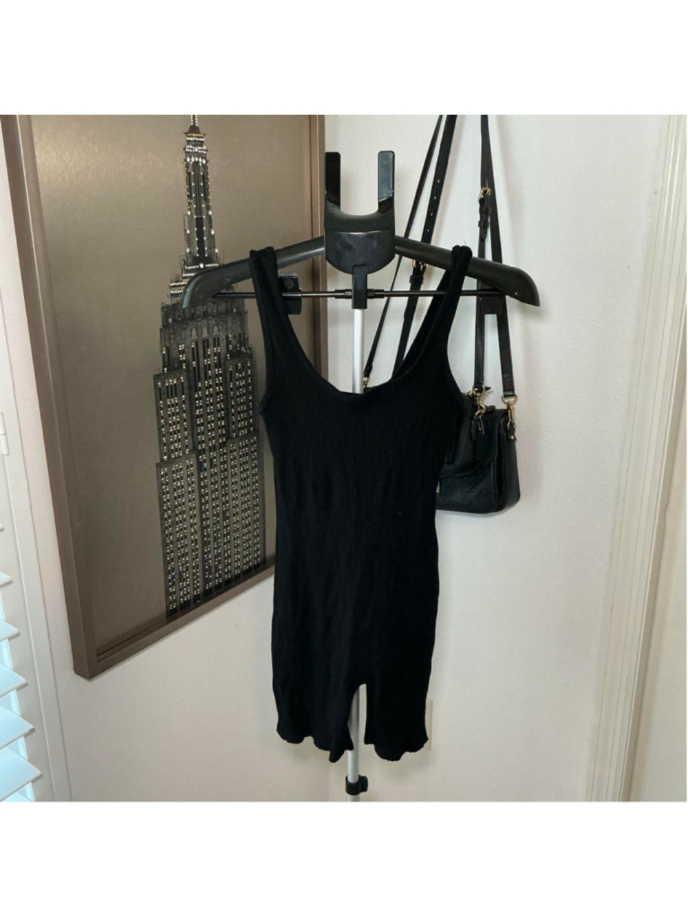 Fashion Nova Black Ribbed Tank Romper Size Large